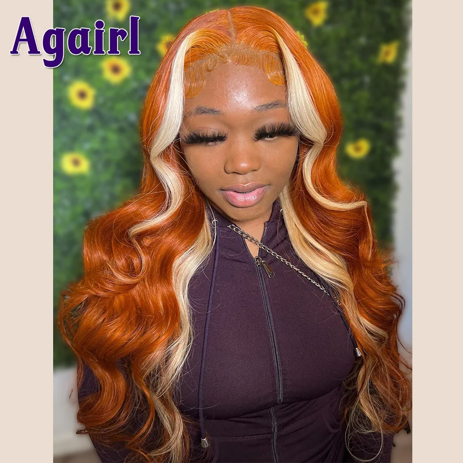 13x4 Lace Front Human Hair Wigs Ginger Lace Frontal Wig Highlights 30 with 613 Blonde 30 Inch 5X5 Body Wave Lace Closure Wig