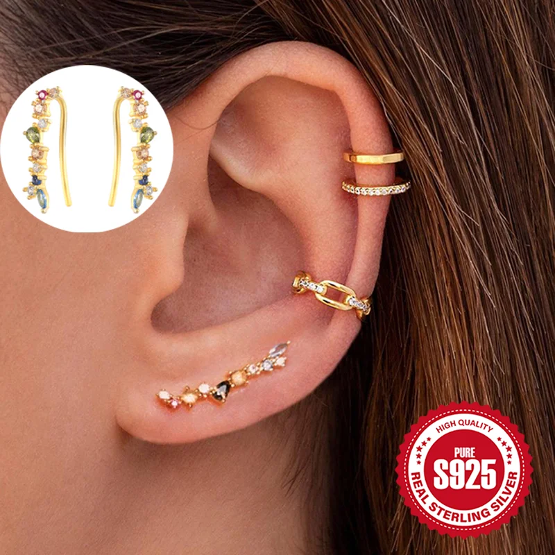 Aide 925 Sterling Silver Stud Earring For Women 2021 Trend Gift Round Bead Earrings Ear Climber Luksusowa biżuteria Pendiente Brincos — zdjęcie 2