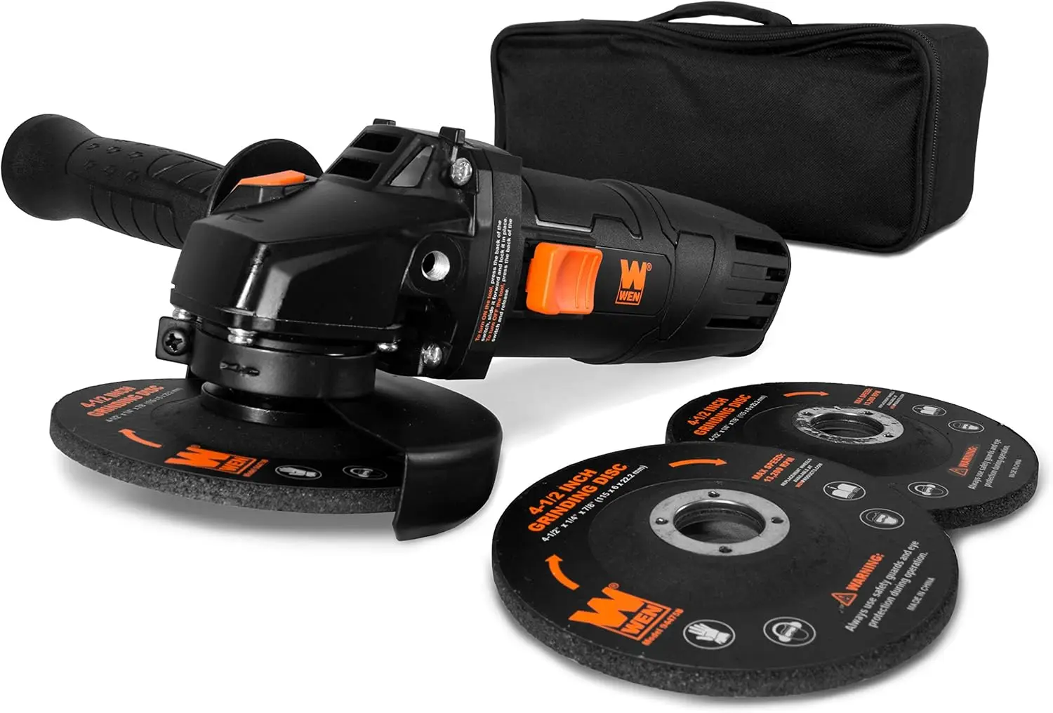 

7.5-Amp 4-1/2-Inch Angle Grinder with Reversible Handle, 3 Discs & Case