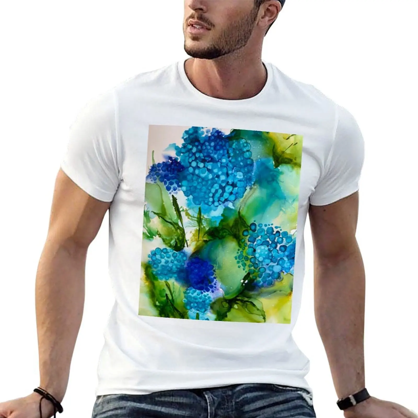 

Hydrangea Blue T-Shirt cotton t shirts man 100% funny t shirts dark humor T-Shirt