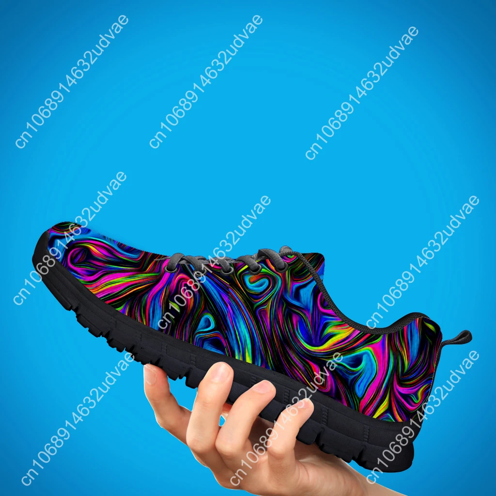 Fashion Color Psychedelic Design Shoes Knitted Fabric Thick Sole Sneakers Lightweight Outdoor Shoes Basketball Shoes