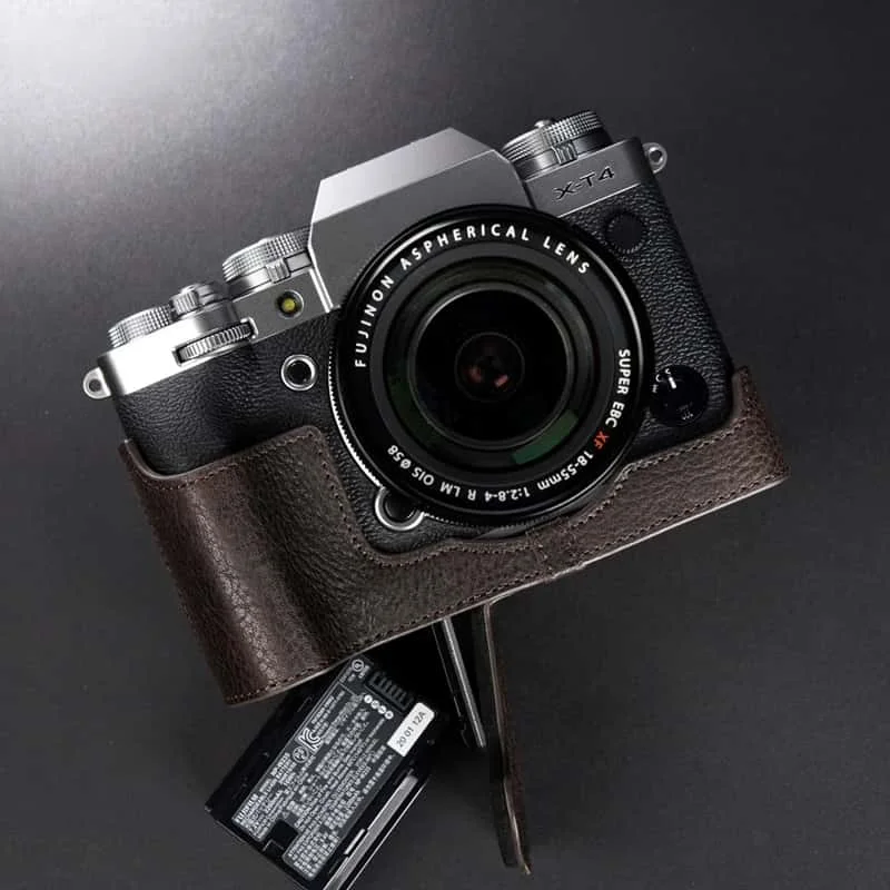 Genuine Leather Handmade Camera Half Case Camera Bag Design for Fujifilm XT4 xt4