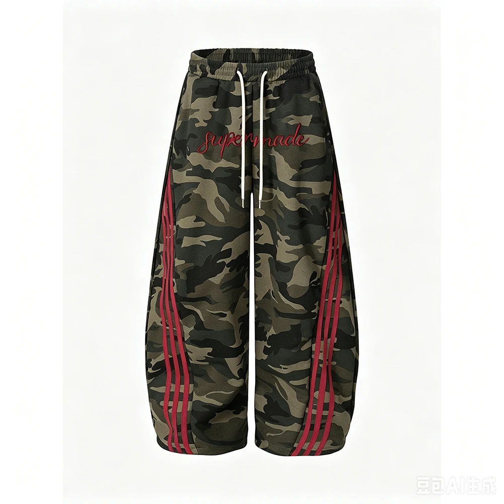 New Children's Adult Y2K Camouflage Color blocked Mesh Pants Oversized Breathable Quick drying Gothic Street Harajuku Pants