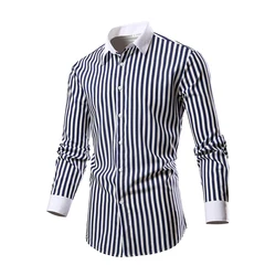 fashion men's striped shirt casual breathable long sleeve shirt soft and comfortable men's clothing oversized desig