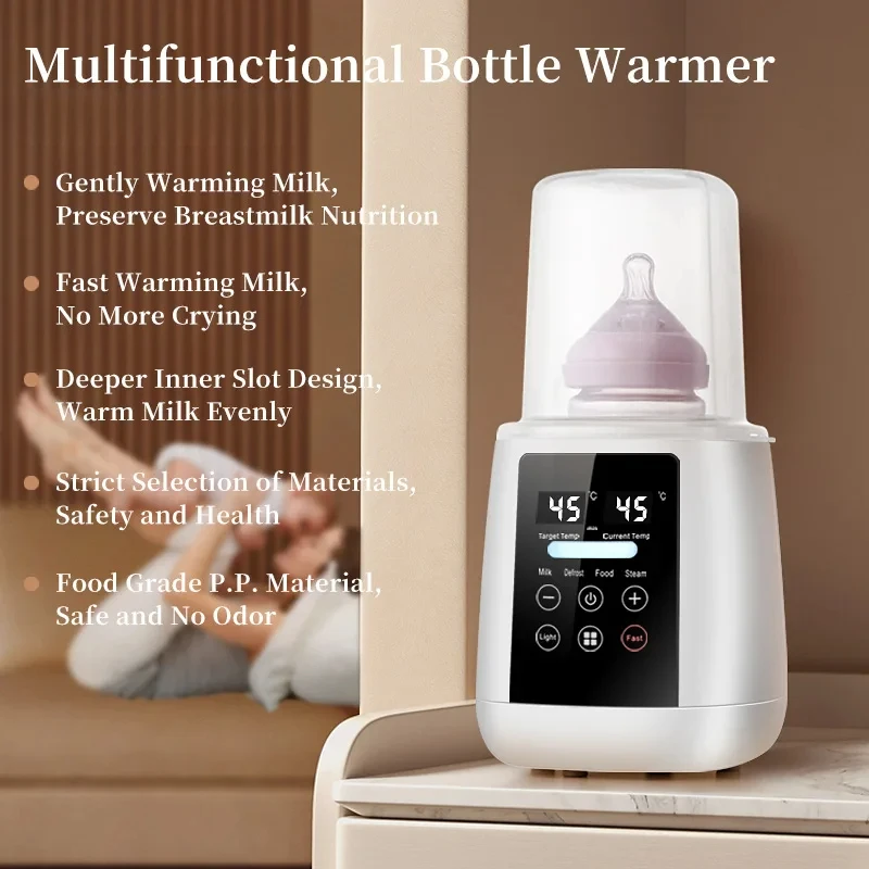 2026 NEW Baby Bottle Warmer & Sterilizer 6-in-1Multifuntion Breast Milk Warmer Accurate Temperature Control Baby Bottle Heater