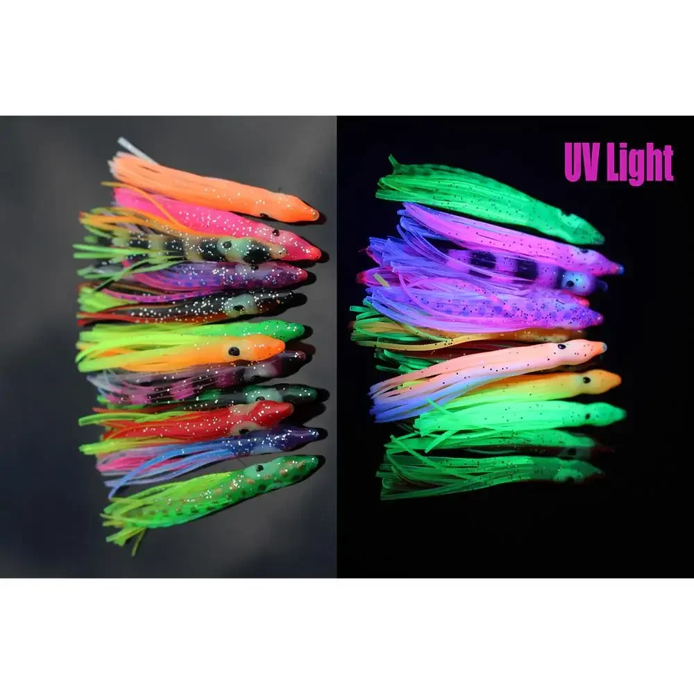 

Tigofly 12 pcs 6cm Assorted UV Rubber Squid Skirts Soft Octopus Fishing Lures Tuna Sailfish Fish Bait Artificial Baits