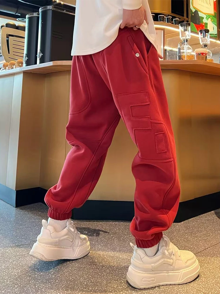 

Men's Casual Harlan Pants Loose Fit Trousers Elastic Waist Polyester Fiber Youthful Sle Pure Color Simple Design Autumn Winter