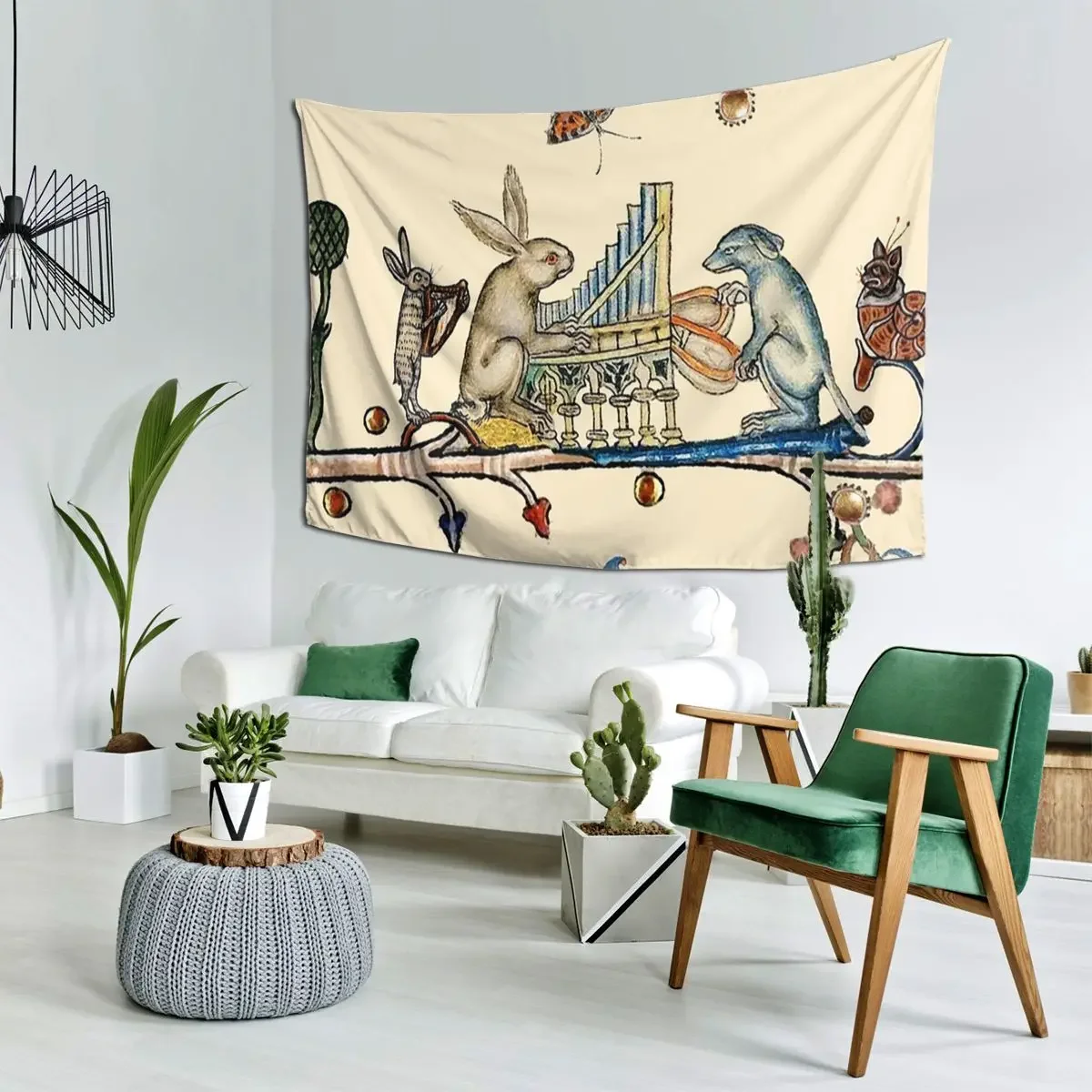 Weird Medieval Bestiary Making Music Tapestry Funny Wall Hanging Aesthetic Home Tapestries for Living Room Bedroom Dorm Room