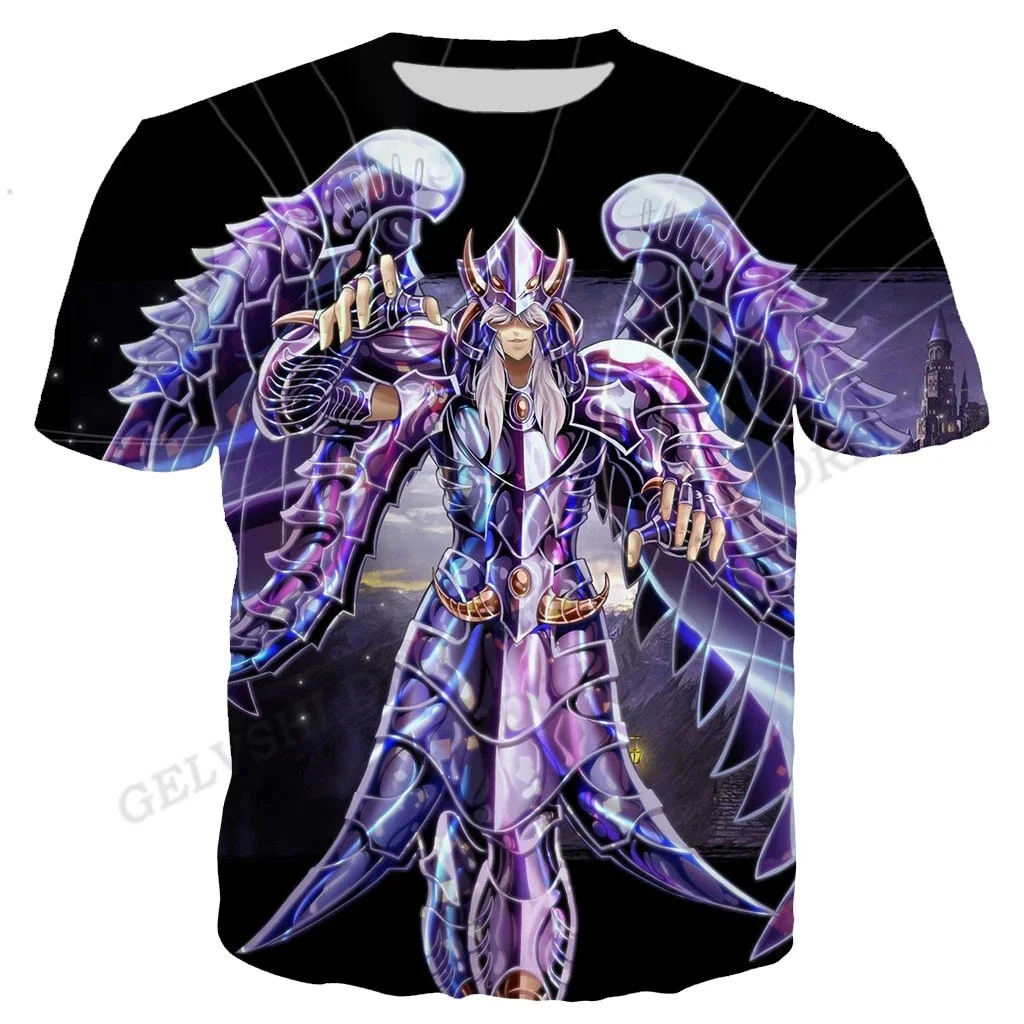 New Manga Saint Seiya 3D Printed Summer T-shirt Street Wear Crew Collar Short Sleeve Casual Oversized Boys and Girls Shirt Cloth