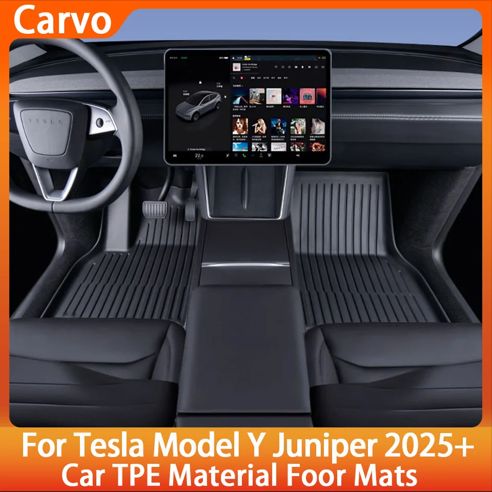 

TPE Car Floor Mats For Tesla New Model Y Juniper 2025 Luggage Mat Set Four Seasons Waterproof Anti-slip Trunk Mat