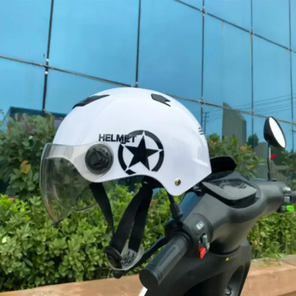 Electric Motorcycle Helmets Half Helmet Scooter Motor Crash Helmet Bye Helmets for Moto Bike Sunshade Sun Protection