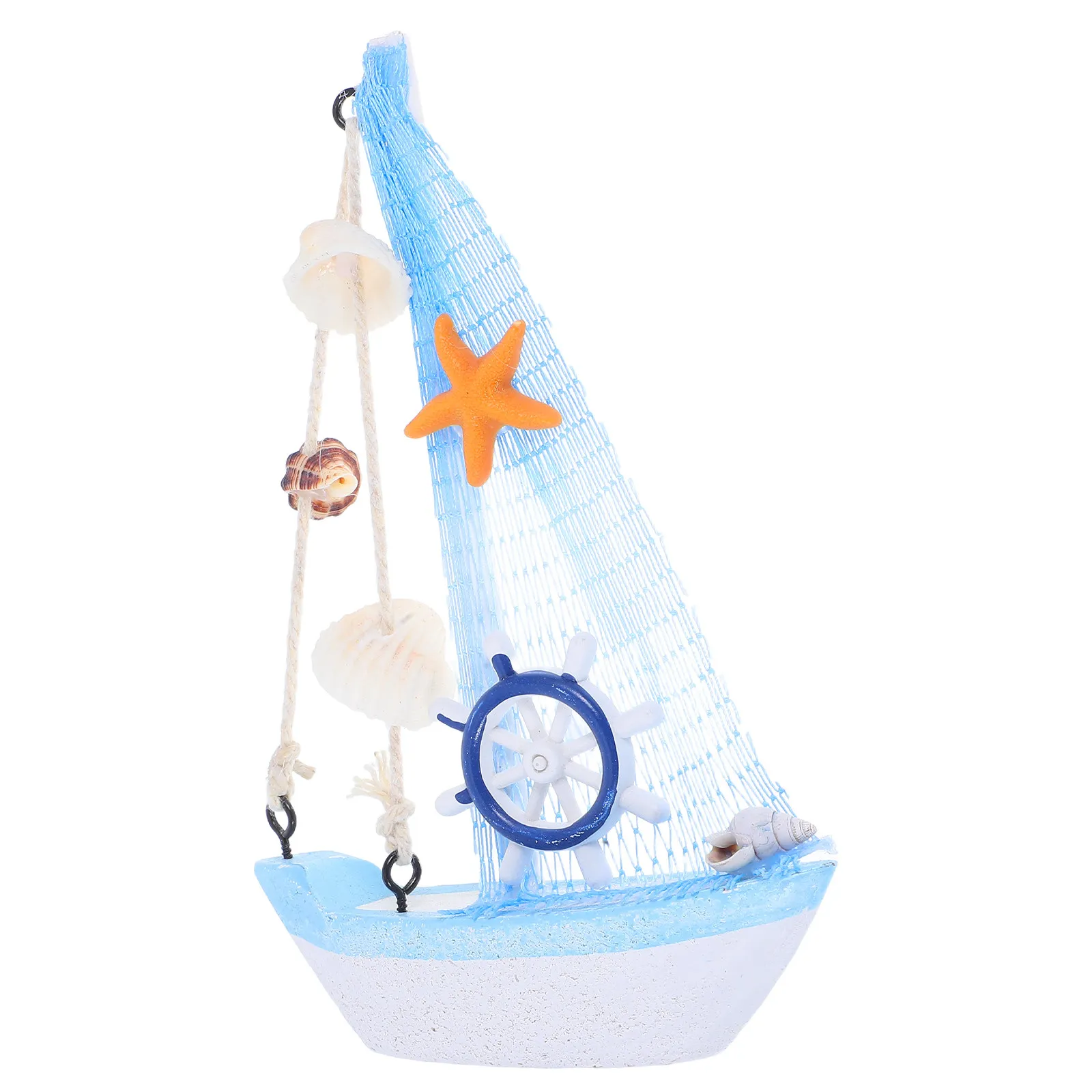 Mini Wooden Sailboat Ornament for Home Decor, Beach Theme Nautical Room Office Nursery Coastal Tabletop Shelf