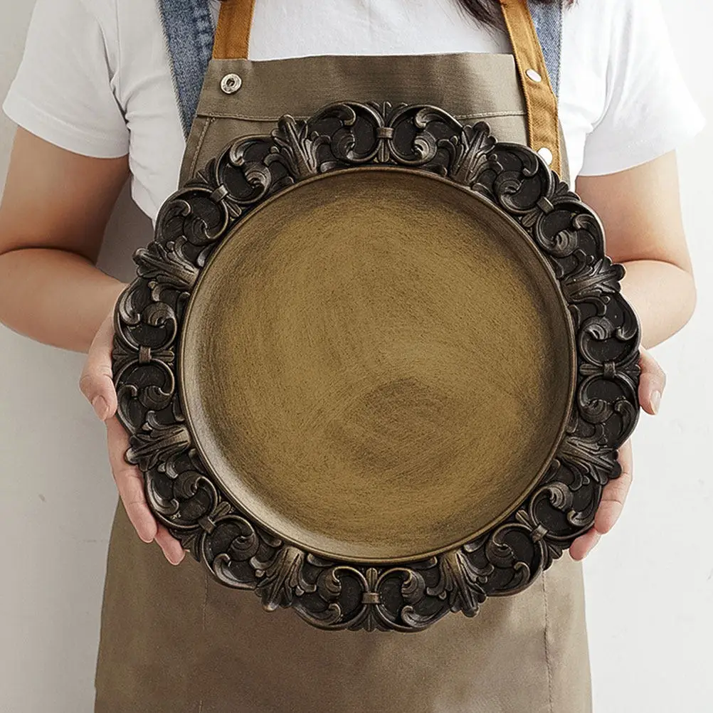 1Pcs Vintage Retro European Style Fruit Plate Light Brown Multipurpose Desktop Decoration Jewelry Storage Tray Creative Photo