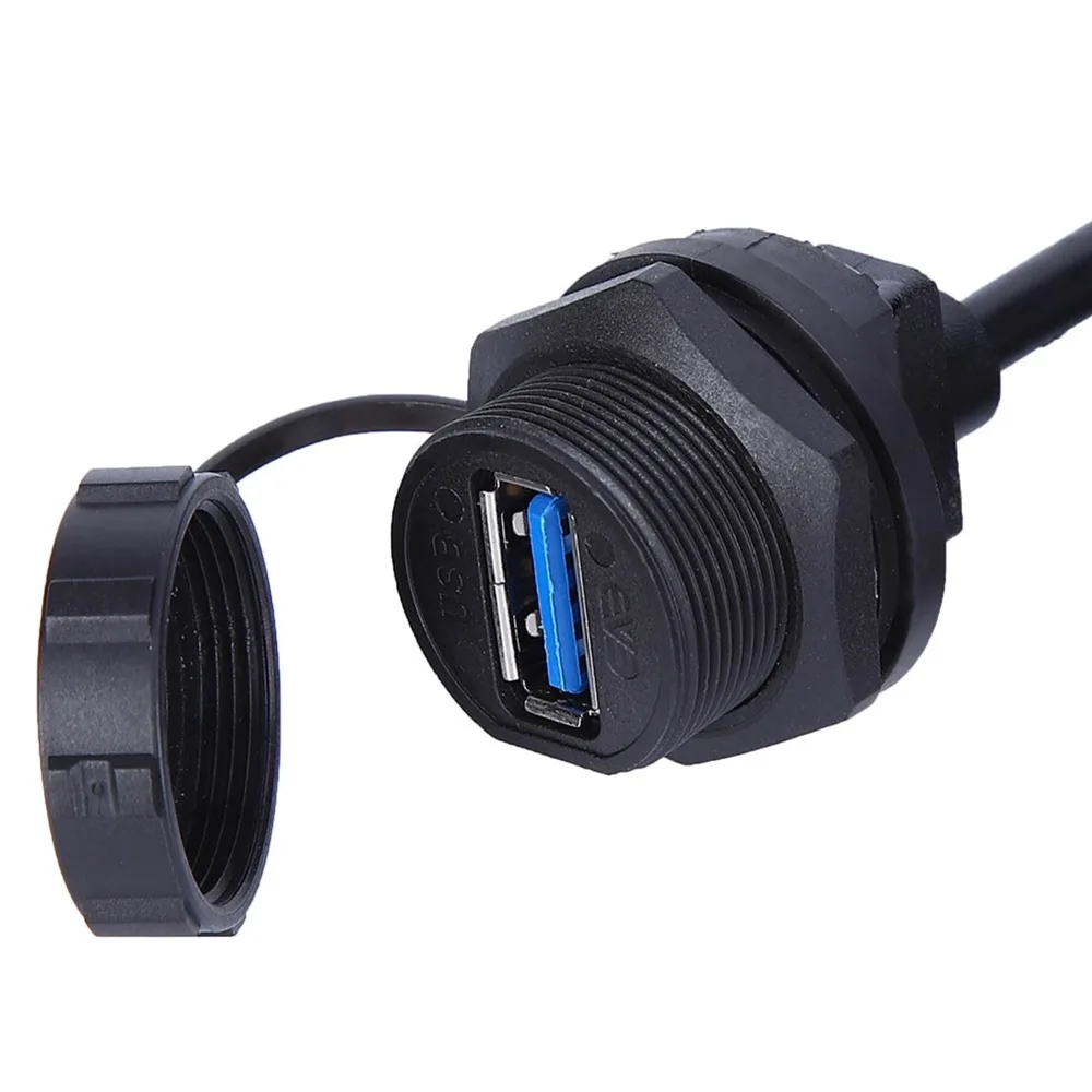 IP67 Waterproof USB3.0 Female Male 5Gbps Data Transfer 1M Panel Mount Adapters Fire Resistance Data Power USB Aviation Connector