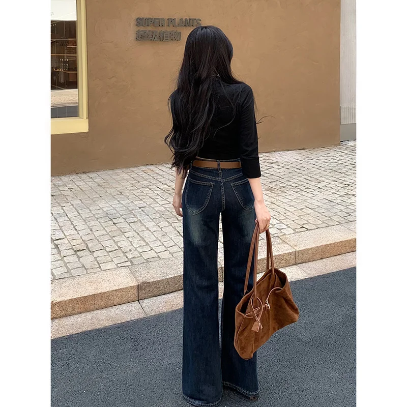 جينز منخفض الخصر، غير لاصق، فكرًا، متعدد الاستخدامات وميكرو بولد للسيدات، سروال تنظيف نحيف ونحيف (مطول)