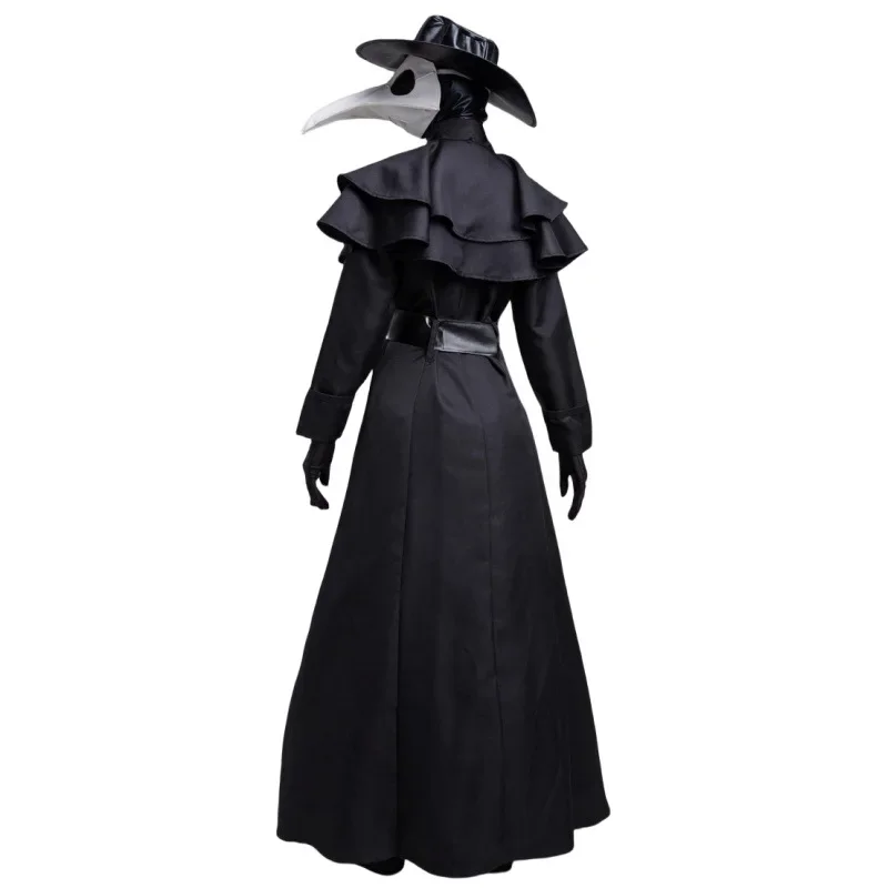 Halloween Medieval Hooded Robe Plague Doctor Costume Mask Hat for Men Monk Cosplay Steampunk Priest Horror Wizard Cloak Cape 5XL