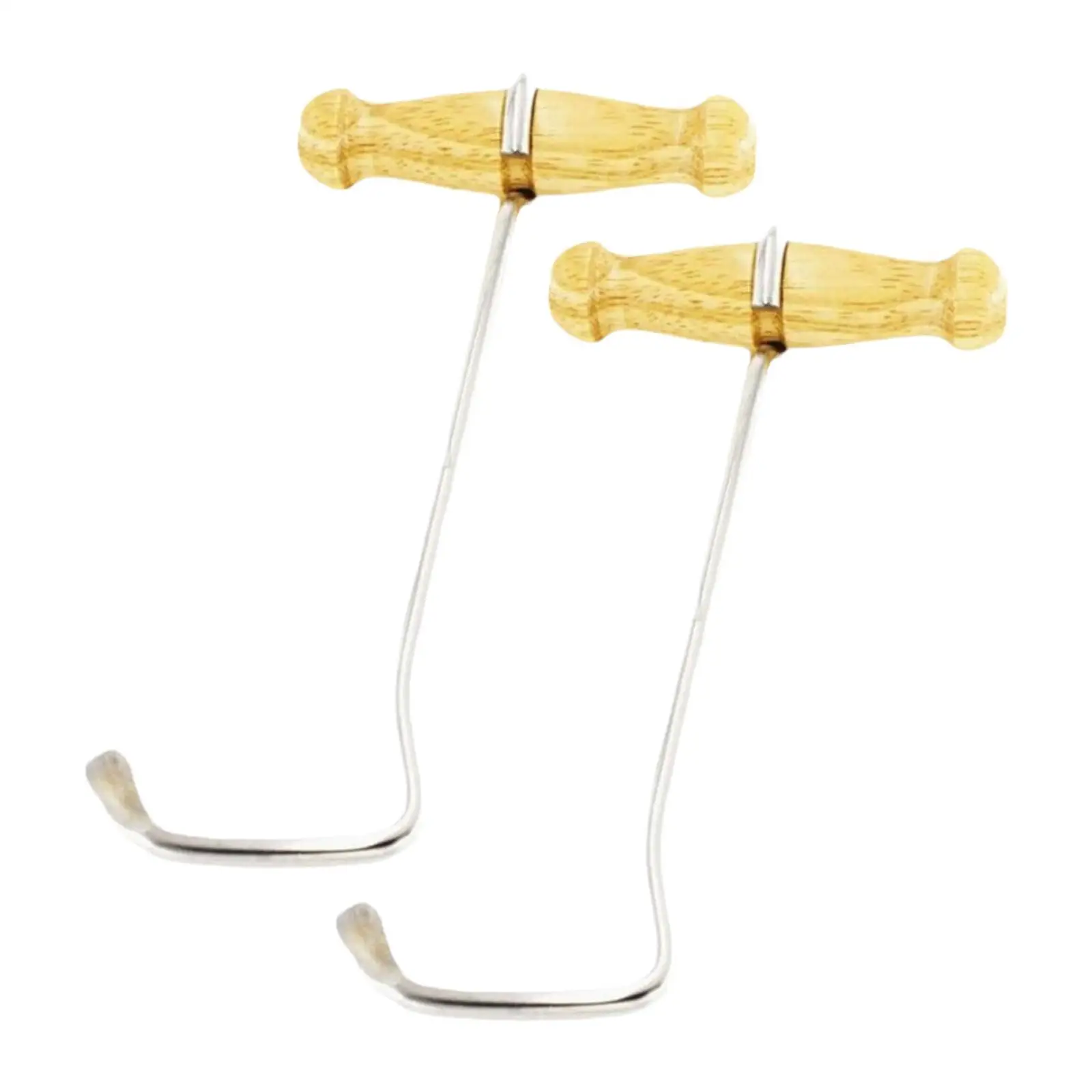 2Pcs Boot Pulls Practical for Equestrian Cowboy Wood Handle Comfortable Gripping Portable Easy Handling Sturdy Boot Hooks
