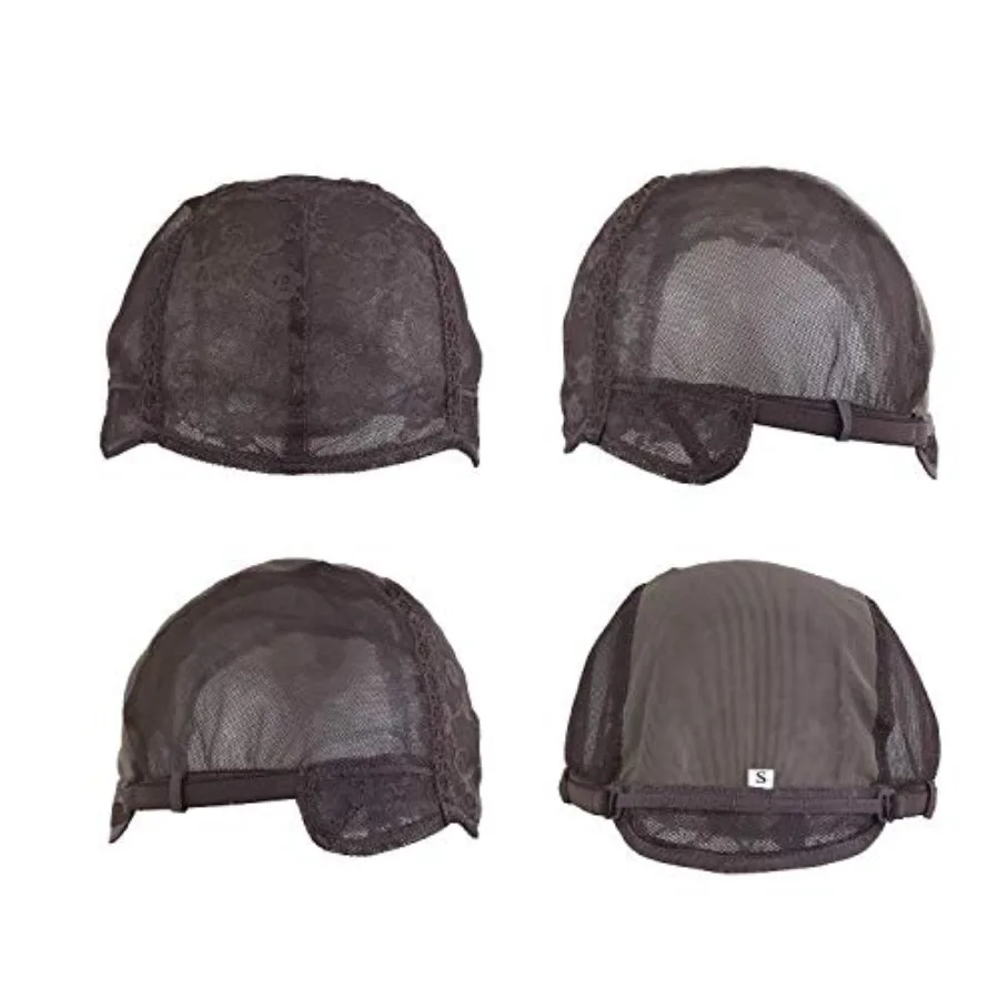 Doubel Swiss Lace Wig Cap for Making Wigs with Adjustable Straps on the Back Glueless Hairnets Dark Brown, Medium 22.5inch