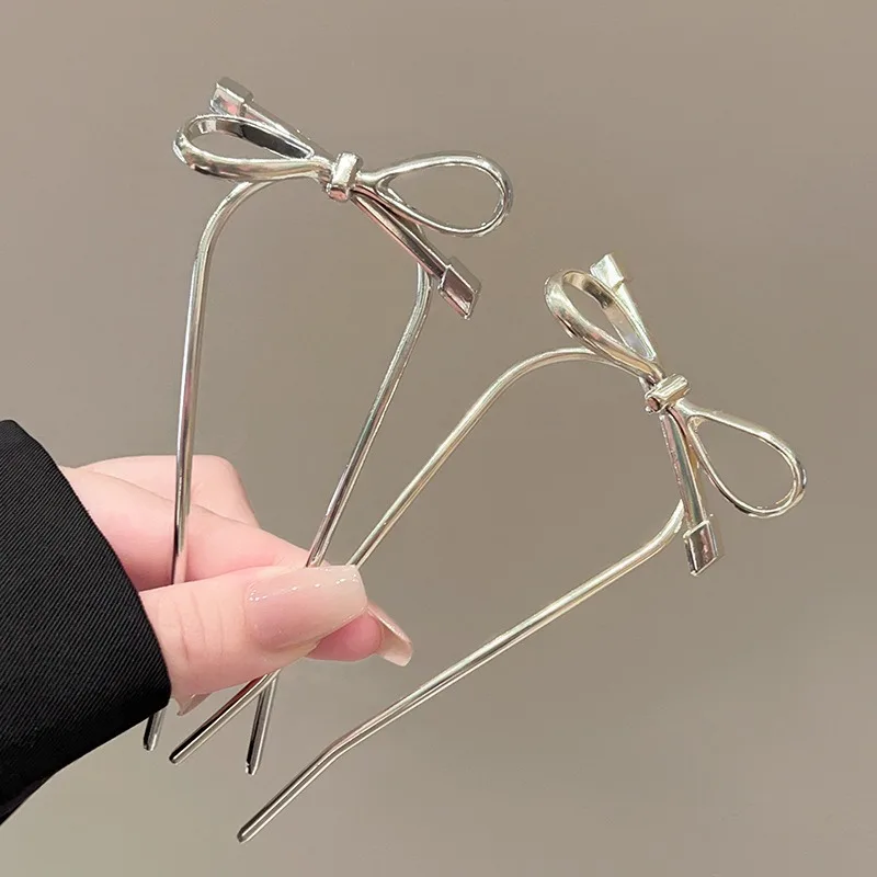 Minimalist Metal Style Bow Hairpin With High-end Hairstyle Embellishment Workplace Styling Art Exhibition Temperament Item