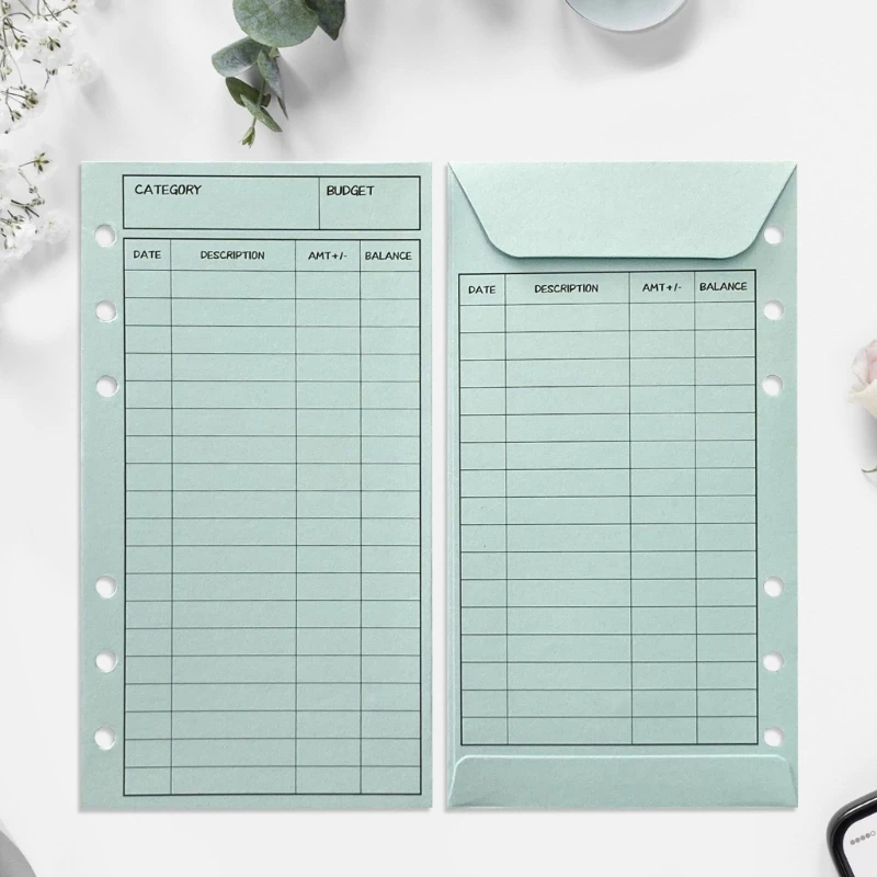 QX2B 12 шт. Конверты для бюджета с 6 отверстиями Конверты для денег 12 цветов Бюджетный лист Система отслеживания бюджета для