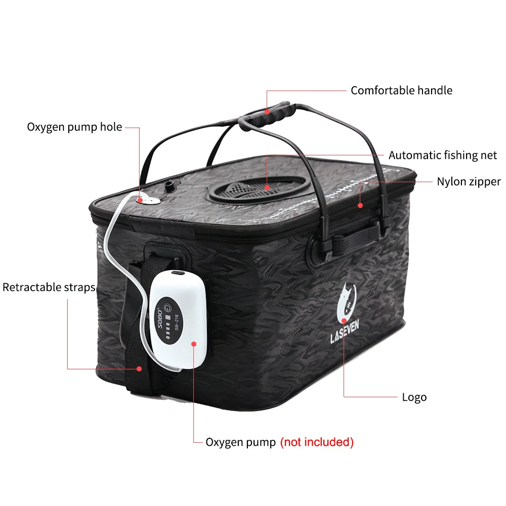 LASEVEN Fishing Tackle Bucket Folding Thickening Portable EVA Living Fish Box Outdoor Fish Water Tank Fishing Accessories