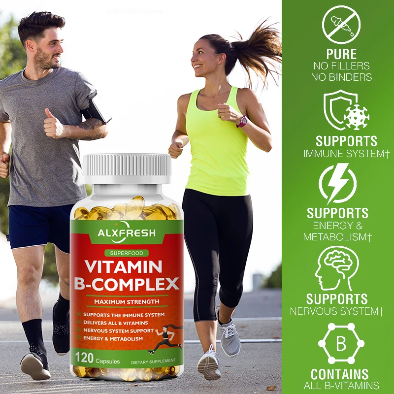 Alxfresh Vitamin B Complex with Vitamin C - Immune Health, Energy Support & Nervous System Support - Non-GMO, Vegetarian Capsule