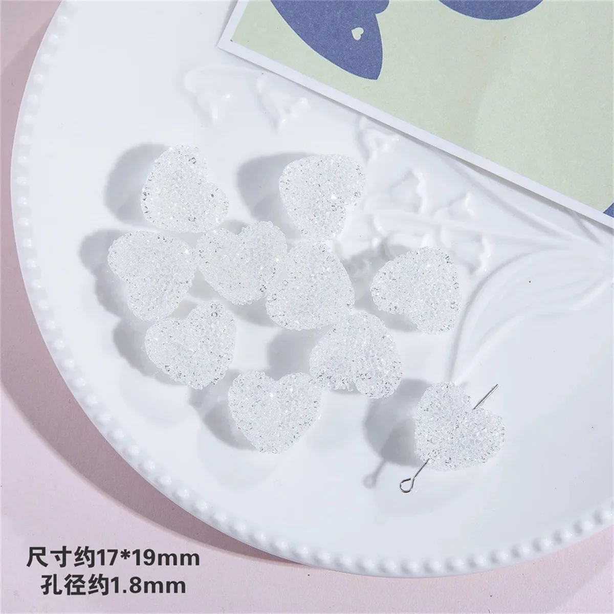 ST32 19mm 3Pcs Sugar Heart Bead DIY Handmade Girl Kawaii Earrings Jewelry Bead Bracelet Necklace Accessories Materials Wholesale