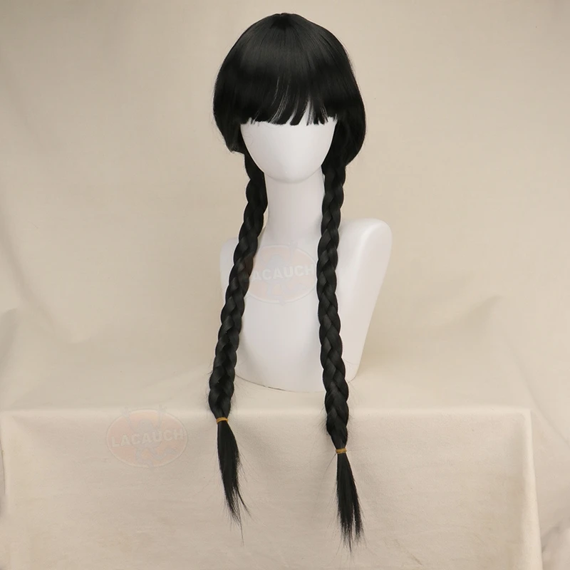 Cosplay Wednesday Addams Dress Wig Wednesday Addam Cosplay Costume Adult Kid Black Long Skirt Gothic Prom Dress Party Girl Women