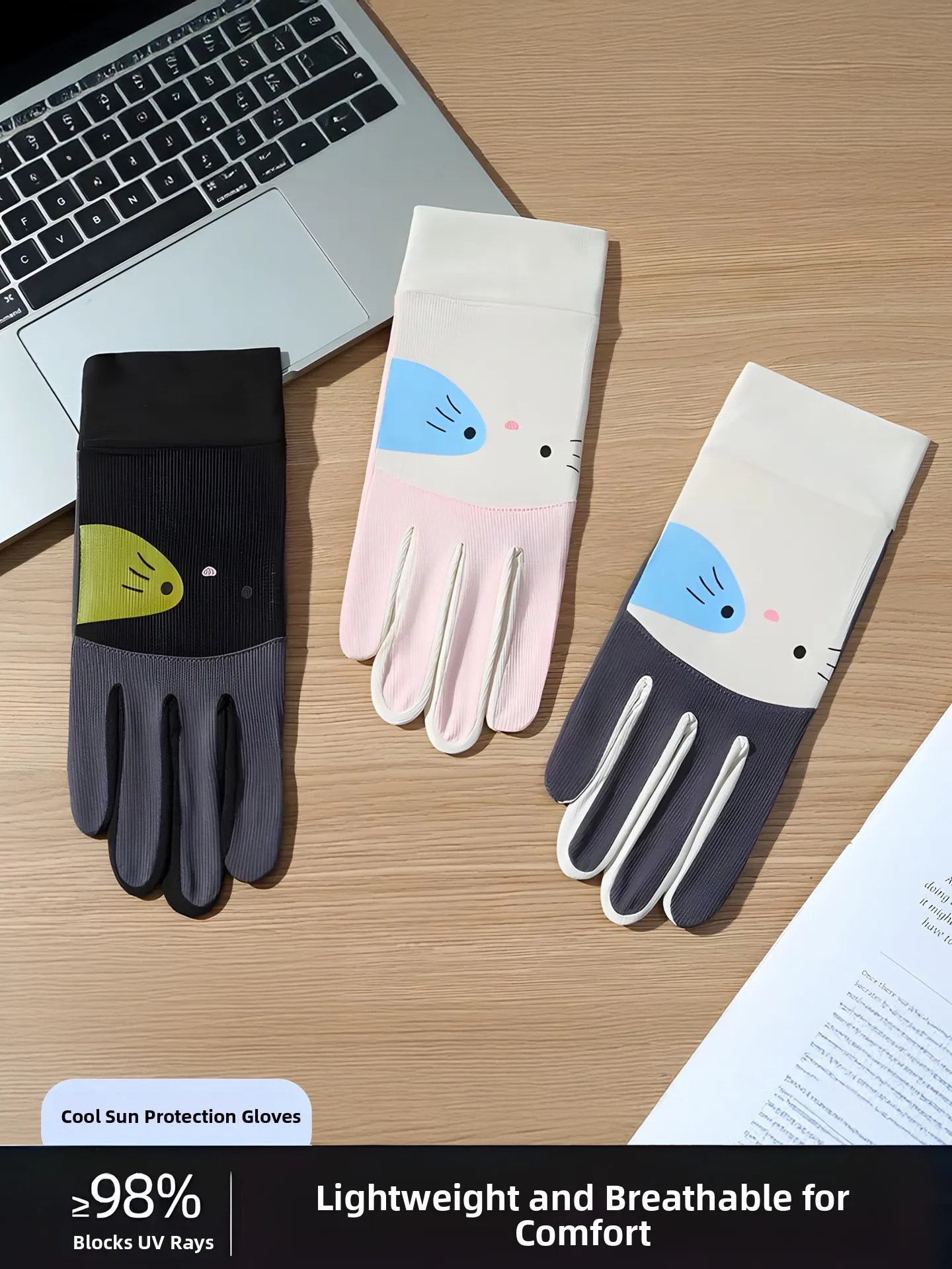 Cute Sunscreen Touchscreen Gloves Thin Summer Driving Cycling  Vehicle Anti-slip Outdoor Women's UV Protection