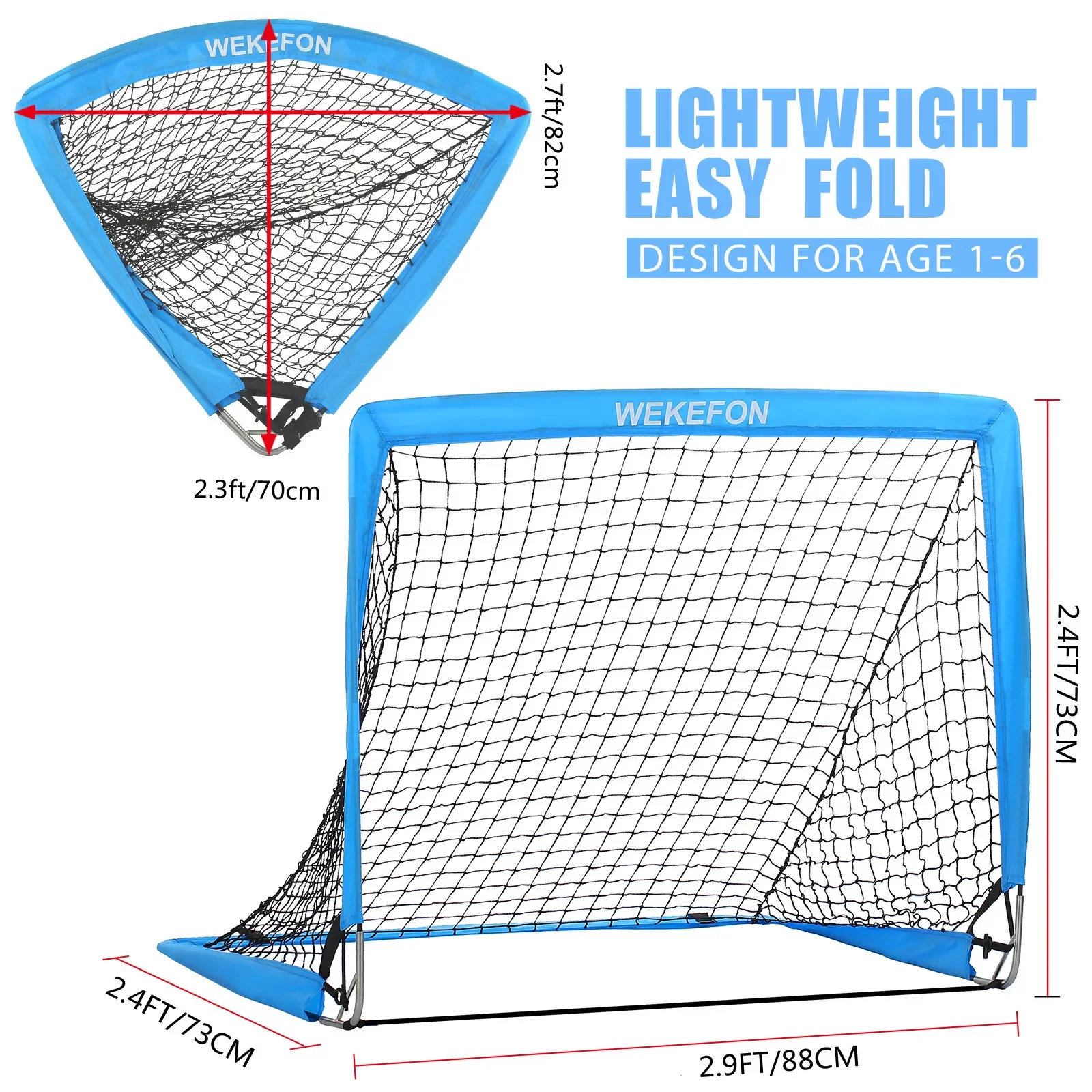 Soccer Goal Kids Soccer Net for Backyard Set of 2 - Size 2.9'x2.4' Portable Pop Up Practice Mini Soccer Goals with Carry Case