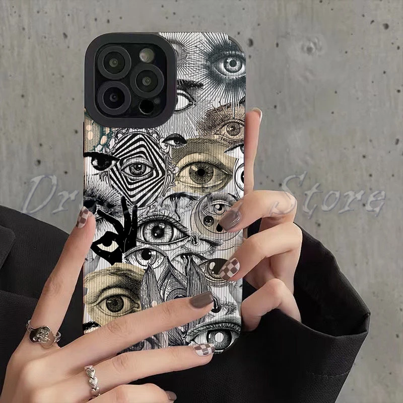 Black and White Artistic Eyes Phone Case for Iphone 11 Pro Max 12 13 Iphone 14 Pro Max Iphone 15 Pro Max Case