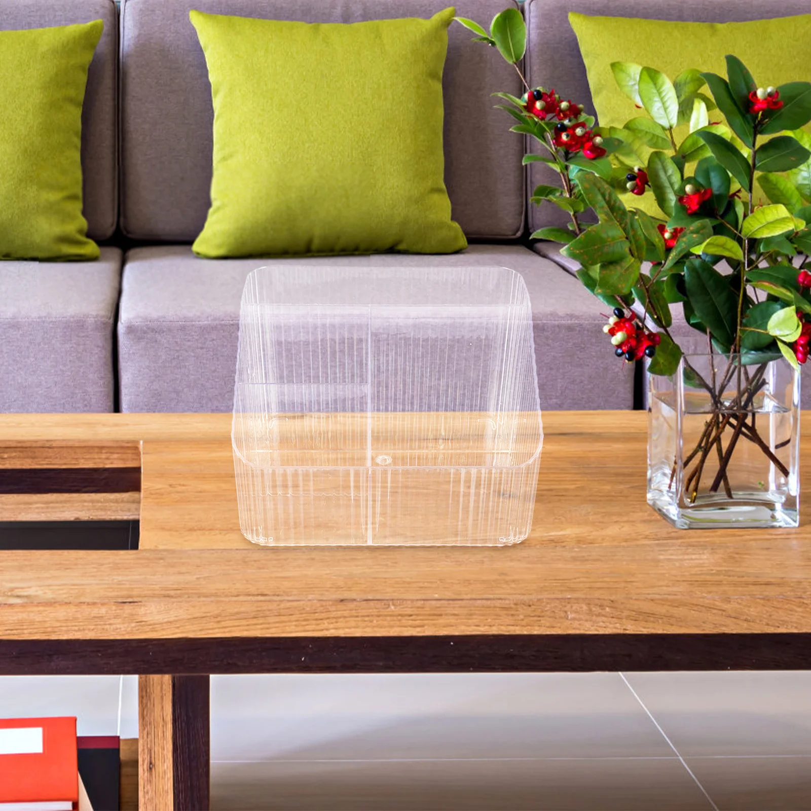 Desktop Organizer Storage Box for Remote Control Acrylic Table Compartment Organizer Large Capacity Multi-Grid Pen Case