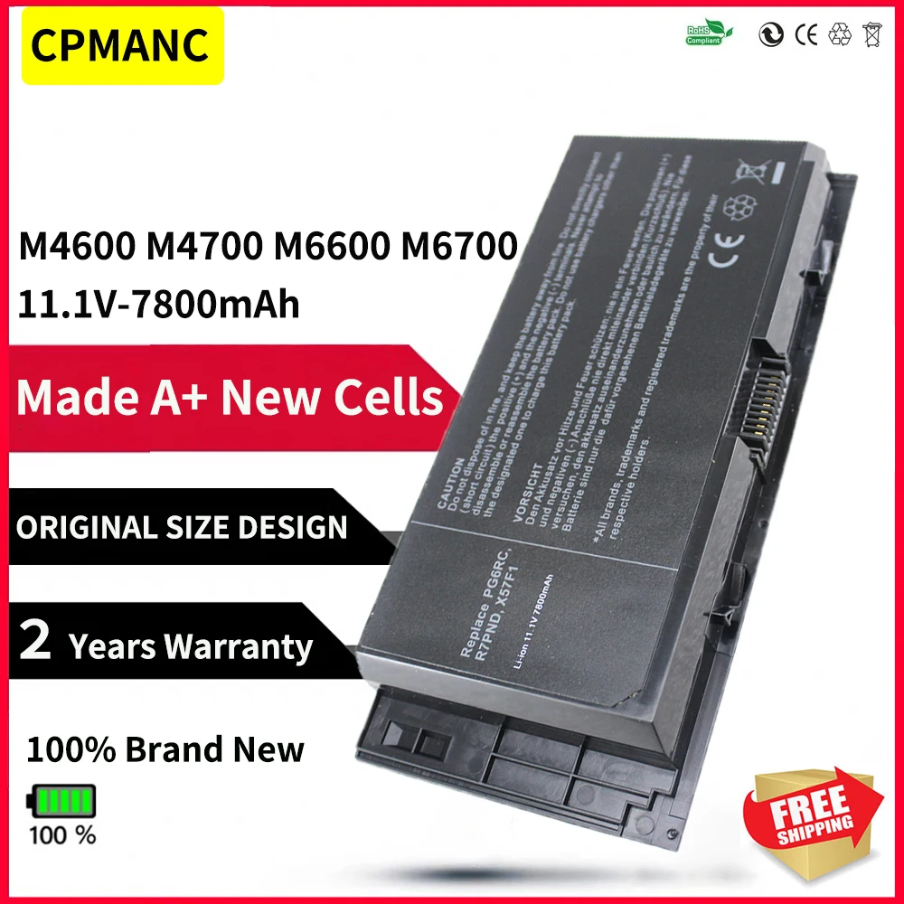 Bateria para Precisão Dell Células M6600 M6700 M6800 M4800 M4600 M4700 Fjj4w Pg6rc R7pnd Fv993 Cpu-fv993