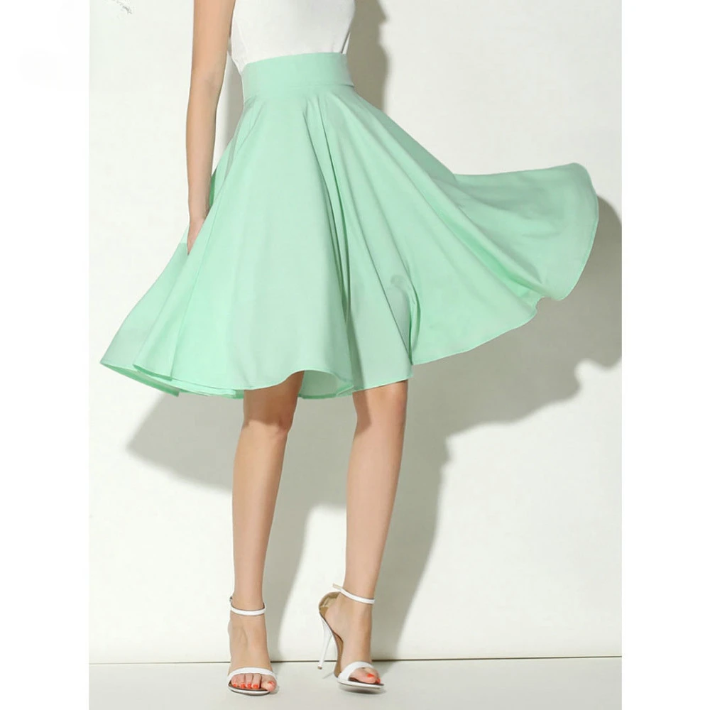 European and American Summer High Waist Casual Skirt Fashionable Solid Mid-length Women's Skirt Loose Commuting White Skirts