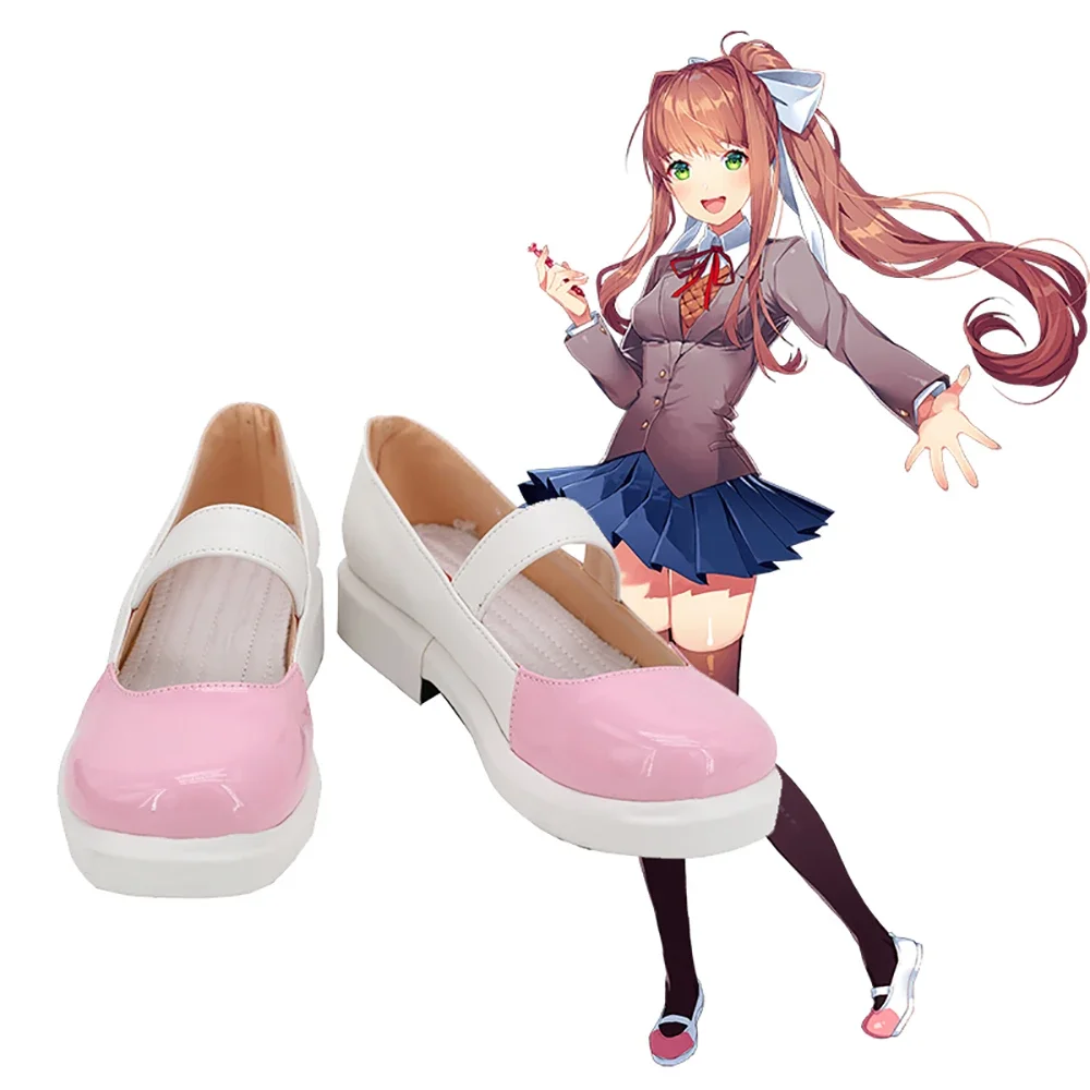 Doki Doki Literature Club Monika Cosplay Shoes Pink Boots Custom Made Any Size