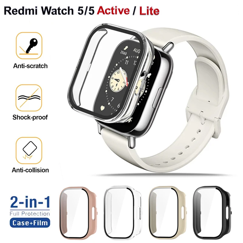 Мягкий защитный чехол из ТПУ для экрана Xiaomi Redmi Watch 5/5 Active/Lite, чехол из закаленного стекла для ПК для Redmi Watch 5 Active