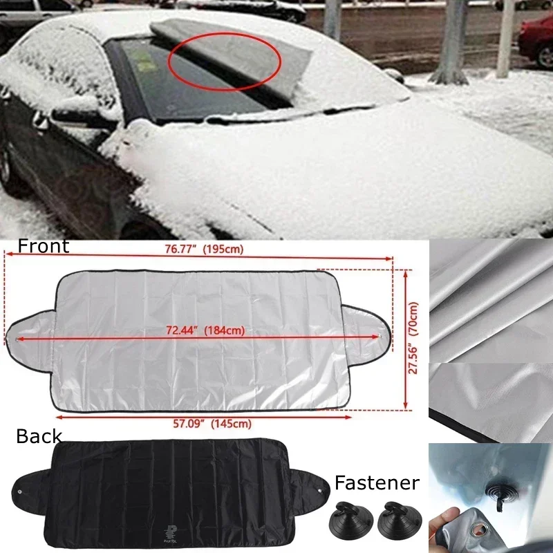 195x70CM Sunshade Cover Car Windshield Snow Sun Shade Waterproof Protector Automobile Magnetic Cover Car Front Windscreen Cover