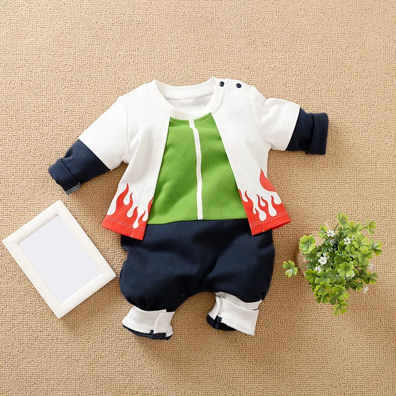 NARUTO Baby Rompers Newborn Baby Cartoon Kurama Kakashi Cosplay Costume Toddler Baby Crawling Clothes Jumpsuit Kids Sleepwear