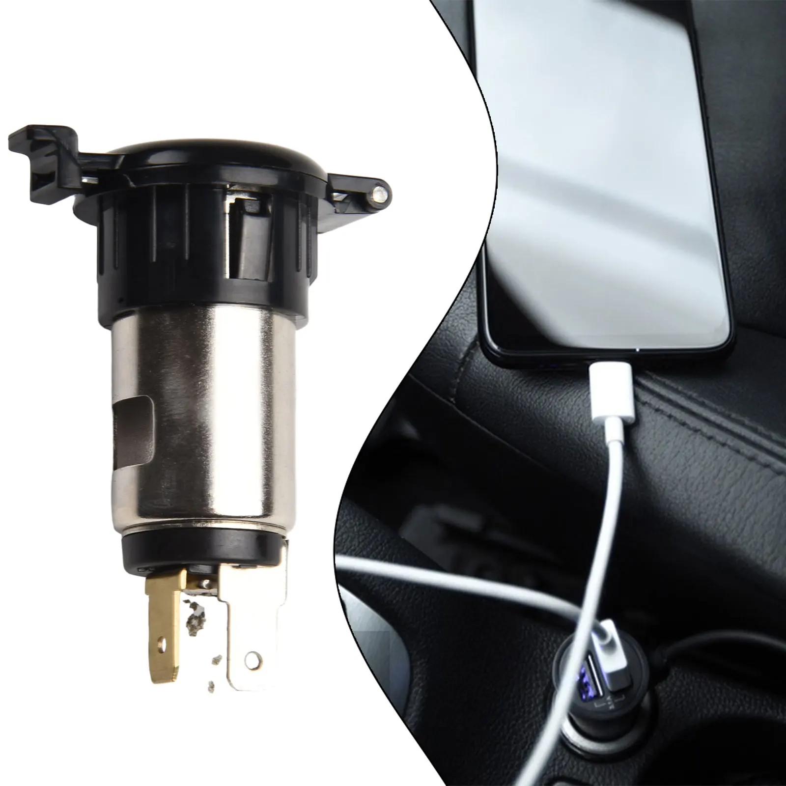 

Car 10A Female Socket Power Plug With Waterproof Cover 12V 24V Black ABS+iron Accessories For Vehicles