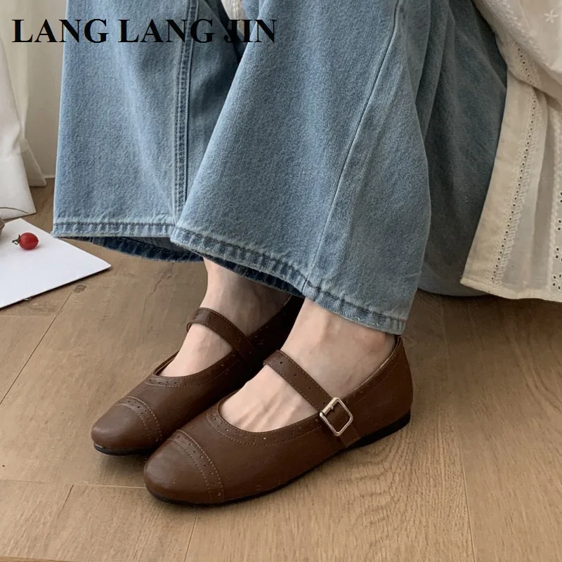 Women Flats Shoes Fashion Round Toe Shallow Ballerina Soft Light Weight Ballet Slip On Vintage Loafers Female Shoes Casual Mujer