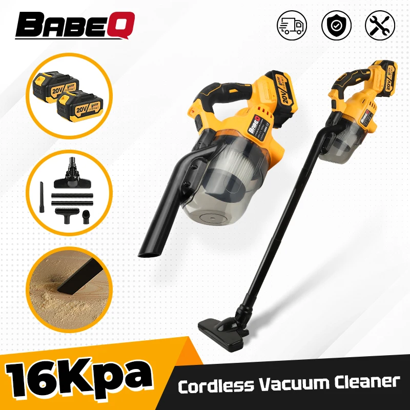 BABEQ 16KPA Electric Vacuum Cleaner Cordless Portable Rechargeable For Household Industrial Construction Clean Power Tools