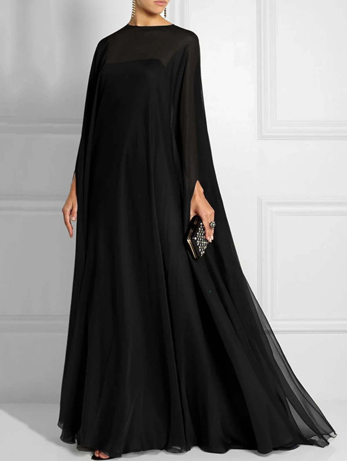 

Vintage Spring Summer Fashion Dress Solid Color Shawl Evening Gown Long Maxi Dresses for Women Floor-length Flowy Sexy Dress