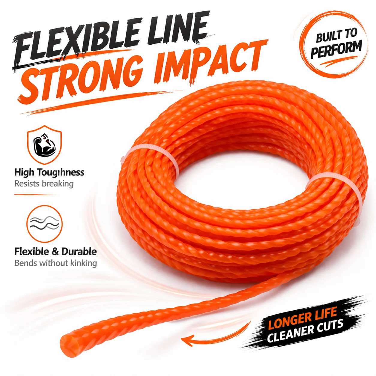 2.4mm/2.7mm/3mm/3.3mm/4mm Grass Trimmer Line, Nylon Strimmer Line, Spiral Brush Cutter Rope, Garden Tool