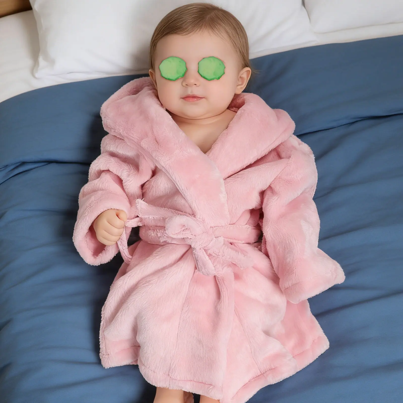 1-セット新生児写真撮影バスローブ女の子コーラルフリースバスタオル衣装ピンク幼児バスローブ調節可能なウエストバンド