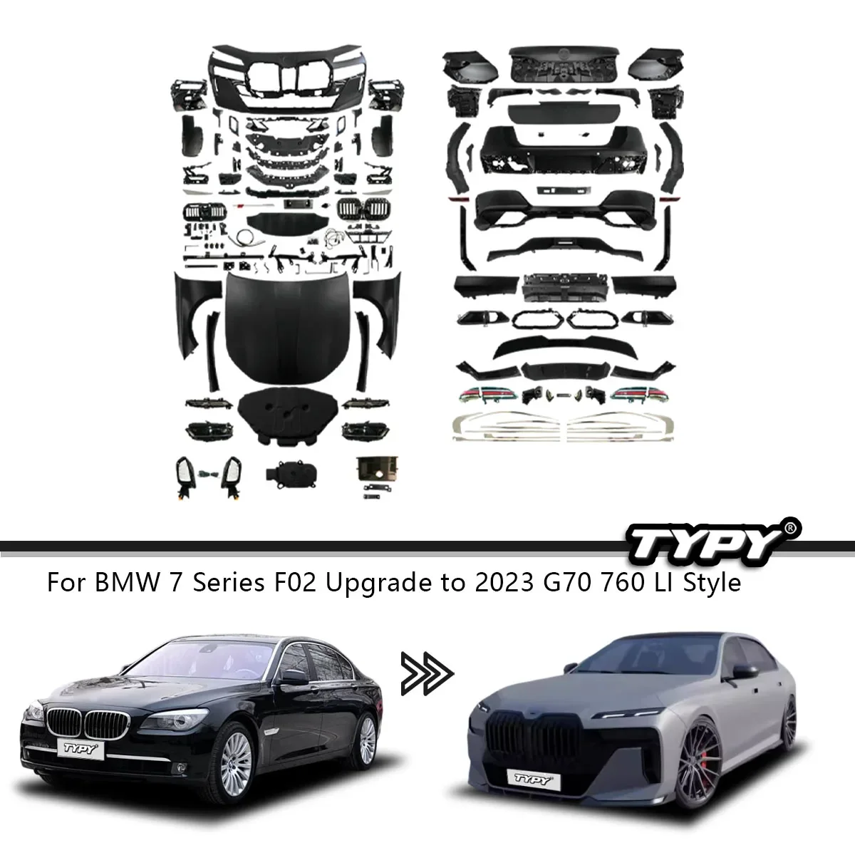 New Design Body Kit For BMW 7 Series F02 09-15 Upgrade To 2023 G70 Style Full Body Kit Parts System Exterior Accessories