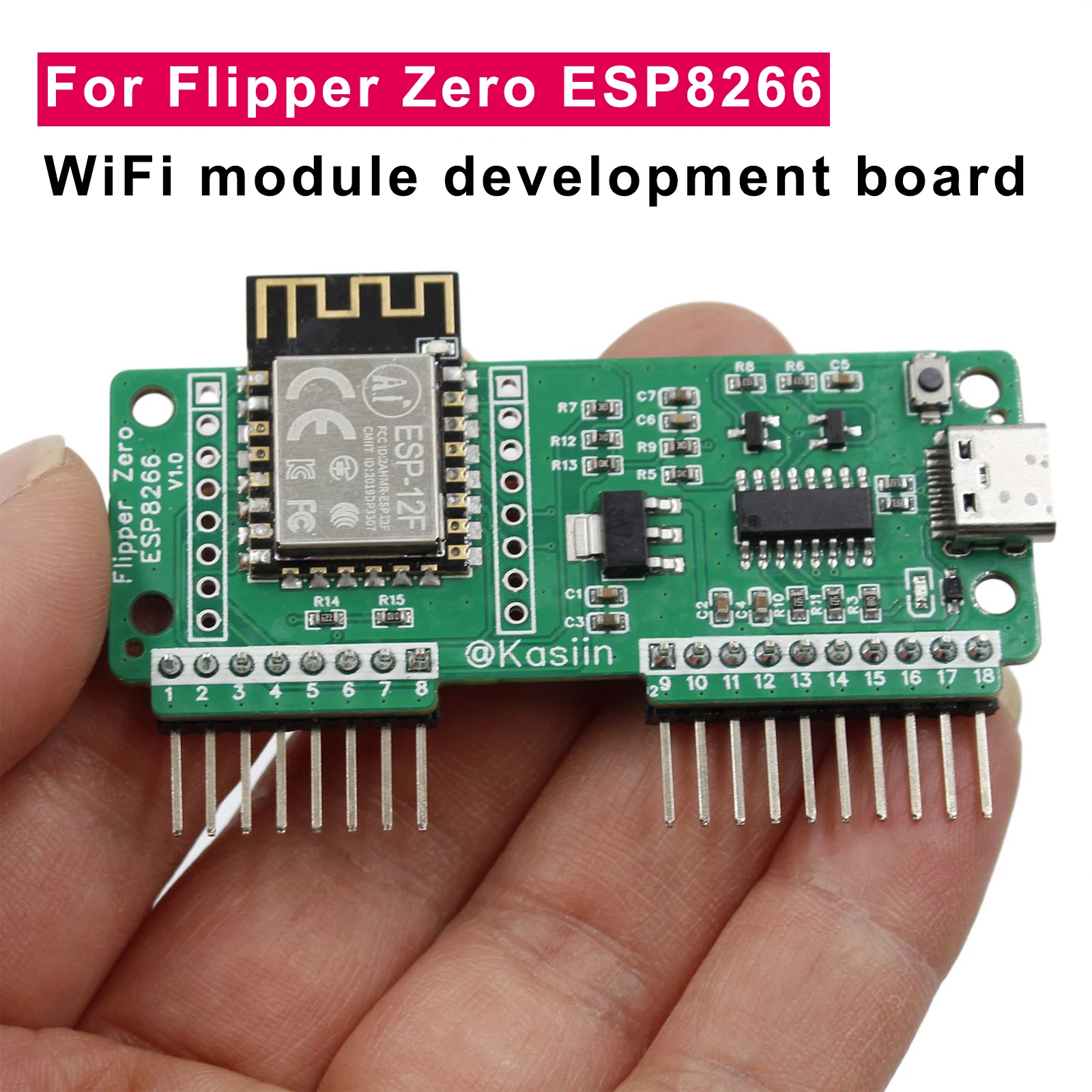 ESP8266 WiFi Module for Flipper Zero - WiFi Scanner/Deauther V2 Supported Type-C+Auto Burning Standalone Use NodeMCU Fit