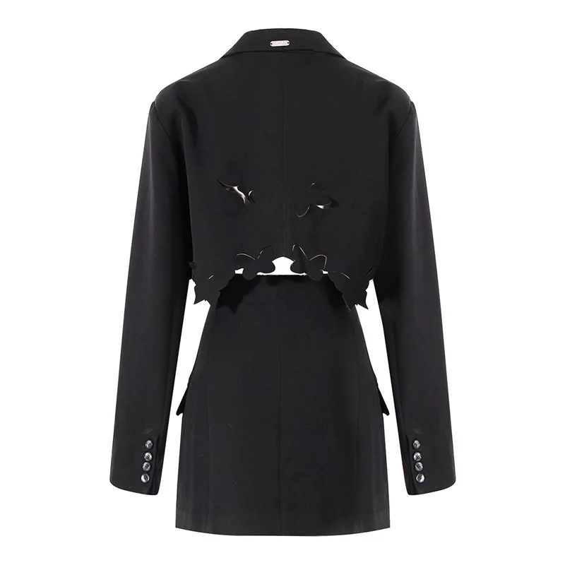 Ensemble blazer et mini robe de Rhpour femme, jupe noire, tenue de créateur, streetwear chaud pour jeune fille, tenue trempée papillon, 2 pièces, en stock