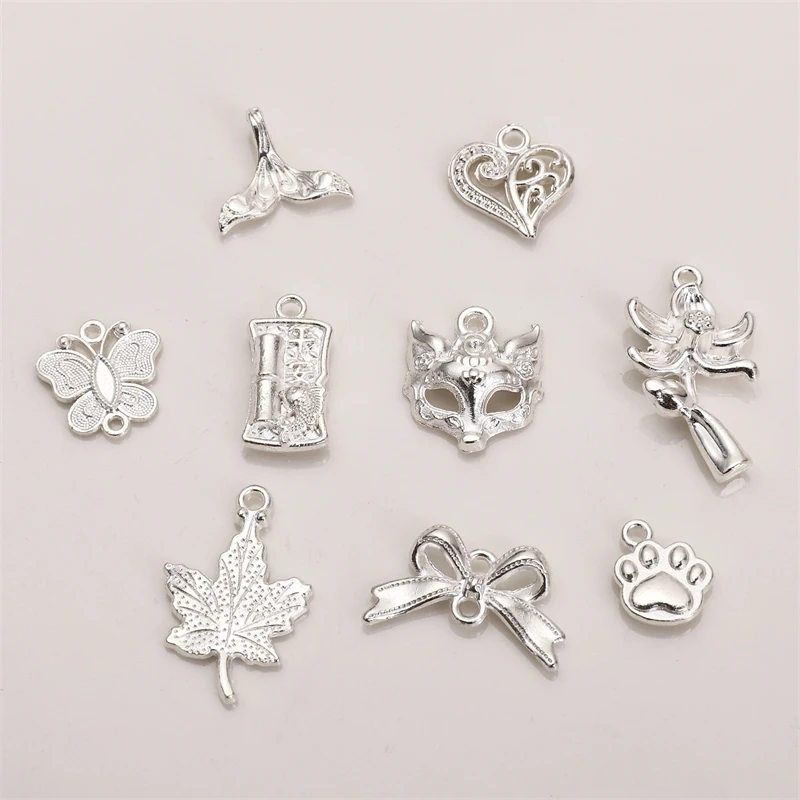 Alloy Vintage New Chinese Style Pendant Lotus Butterfly Heart Fish Leaf Charms For DIY Bracelet Necklace Jewelry Making Findings - view 5