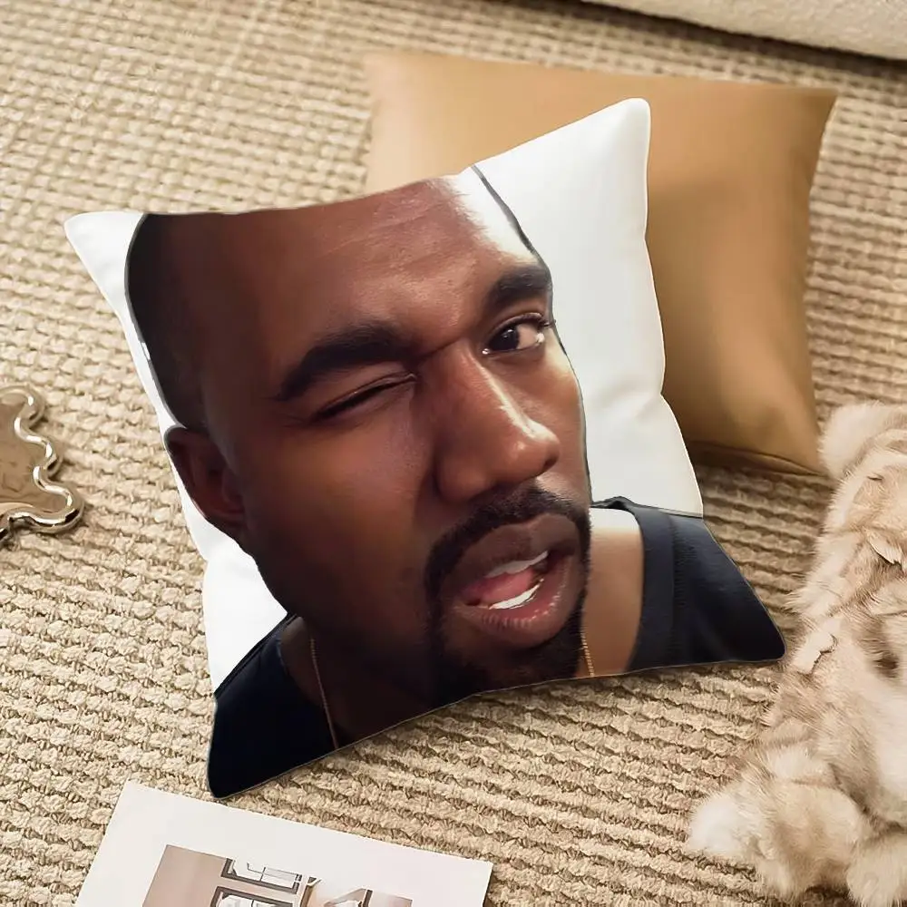 مضحك K-Kanyes W-Wests كيس وسادة مكافحة الغبار المخدة غير مرئية سستة حريري أفخم أريكة #4