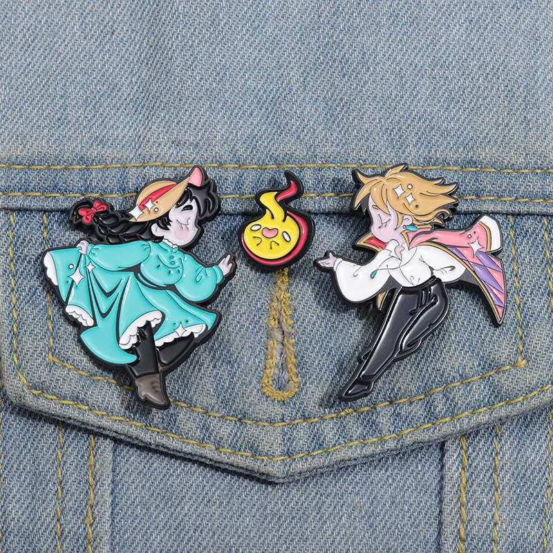 Anime Huilt Bewegend Kasteel Emaille Spelden Kawaii Metalen Broche Badge Cartoon Rugzak Pin Accessoire Voor Vrouwen Mode Sieraden Cadeau